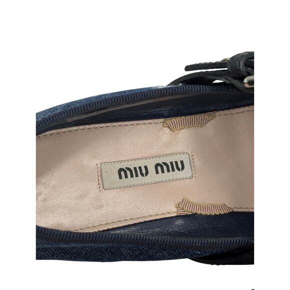 Miu Miu Denim Mary Jane Punk Espadrille Platforms Size 36.5 US 7 - Picture 7 of 9